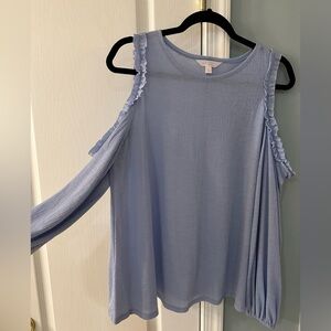Lauren Conrad NWOT peekaboo shoulder blue long sleeved blouse XL